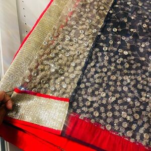 Elegant Red and Gold Saree